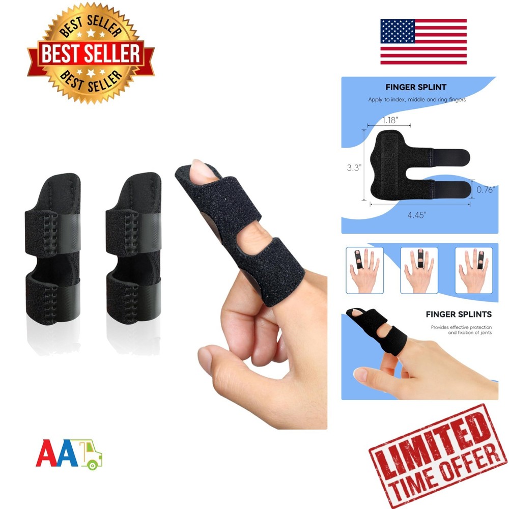 Finger Splint 2 Pack Universal Trigger for Middle, Index, Ring Fingers, Pain …
