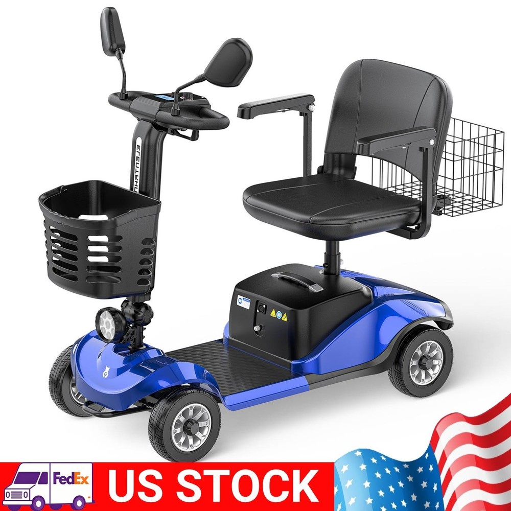 PAISEEC 4 Wheels Mobility Scooter Electric Big Space Overweight Adult RearMirror