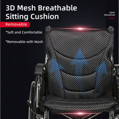 Folding Manual Transport Wheelchair, 20 “ Seat With Front and Rear Locking Hand