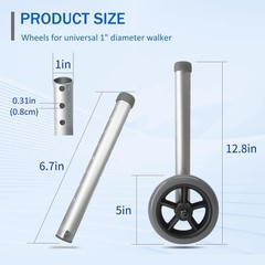 Zantle Universal Walker Wheels Replacement – 5 Inch, 5 inches, Grey