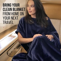 Kululu Travel Blanket and Pillow Set, Airplane One Size, Space Blue