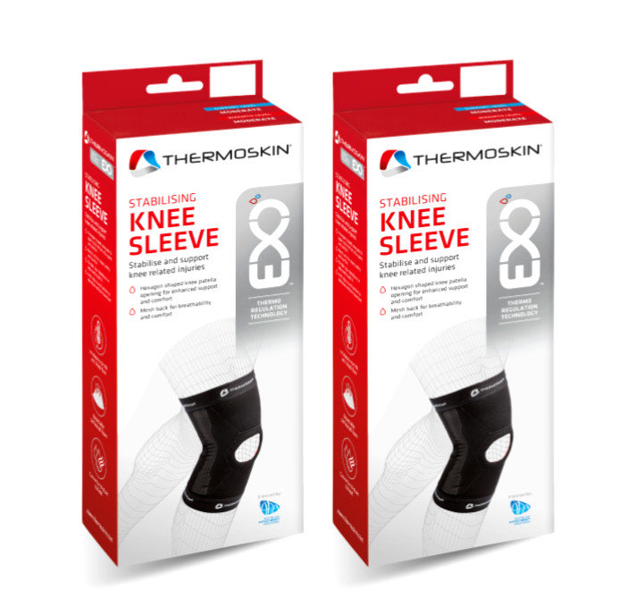 2 x Thermoskin Exo Stabilising Knee Sleeve Medium 84110 for Knee Injuries Relief