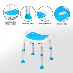 Shower Chair Bath Bench Height Adjustable Bath Stool with Non-slip textured Seat