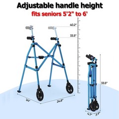 Light Weight 7LB Adjustable Rollator Walker Foldable 330LB Capacity for Seniors