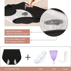 3 Pack High Absorbency Incontinence Underwear for Women Washable Leakproof Panti