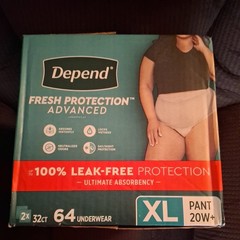 Depend Fresh Protection Advanced Underwear Women, Sz. L , 64 Count (20 W+ Pant)