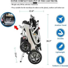 400W Foldable Electric Wheelchair, 13.2AH, Dual Battery, Lightweight 52 lbs