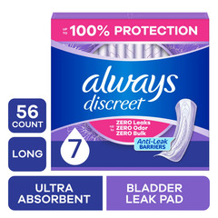 Always Discreet Pads, Ultra Absorbency, Long56 Count