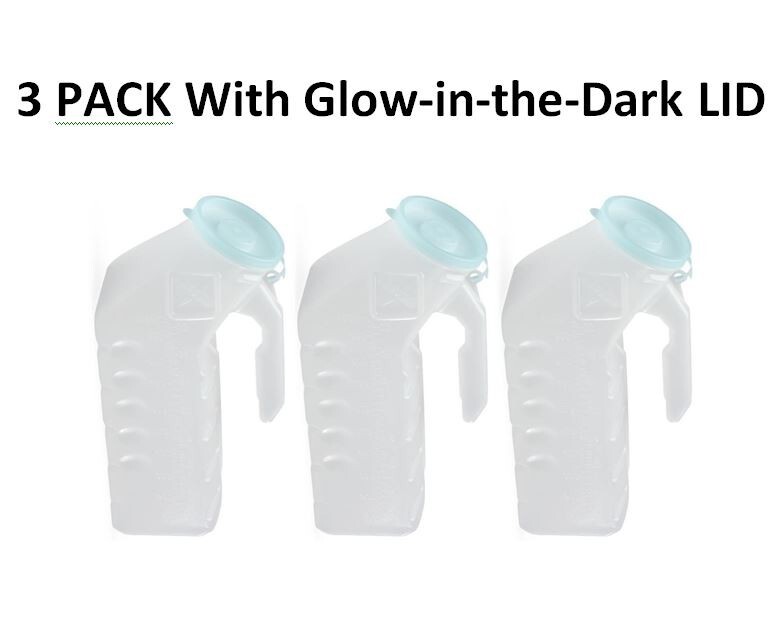 3 Pcs, Male Urinal Urine Pee Bottle Glow in The Dark Lid, 32 oz / 946 mL