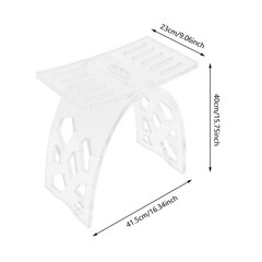 Clear Acrylic Shower Stool Floor Standing Bathroom Bench w/ Water Leaking Channe