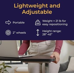 Drive Medical Overbed Table with Wheels – Secure Height Adjustment for Comfort –
