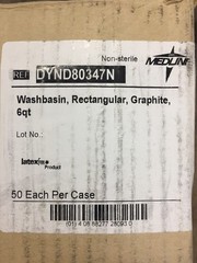 NEW LOT OF 25 MEDLINE 6Qt. Rectangular Wash Basin Graphite DYND80347N