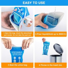 12 Pcs 900ML Disposable Urine Bags, Emergency Pee & Vomit Bags for Travel