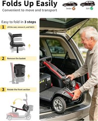 4 Wheel Mobility Scooter for Adults Seniors 350W Electric Travel Scooter 350lbs