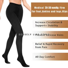 Close Toe Compression Pantyhose Stockings 20-30 mmHg Women’s High Waist Shaping