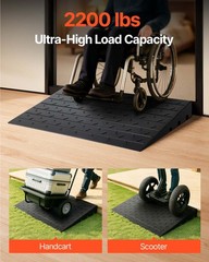 VEVOR 4″ Rubber Threshold Curb Ramp w/3 Channels for Wheelchair Scooter 2200 lb