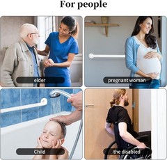 36 Inch White Shower Grab Bar Stainless Steel Anti-Slip Knurled Grip