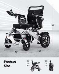 330lb Capacity Intelligent Foldable Electric Wheelchair All Terrain 25 Miles