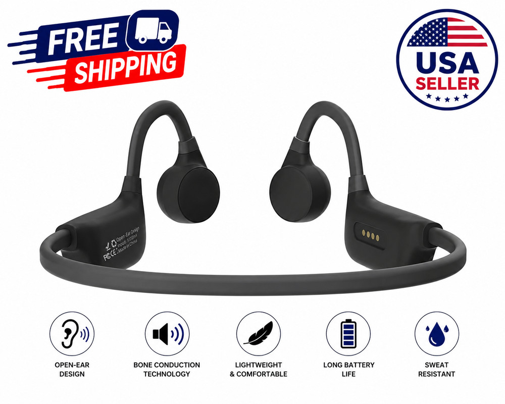 Bone Conduction Hearing Amplifier Bluetooth Open Ear Wireless Headphones USB-C