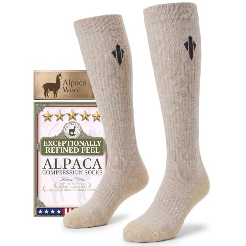 Alpaca Compression Socks for Men & Women, 15 Small-Medium (1pairs)-light Beige