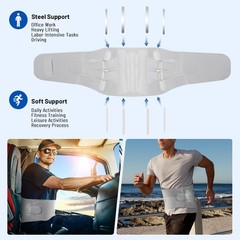 AUTOSAGE Adjustable Back Brace-Size M(Belly 29.5-37.4 in),360° Medium, Gray