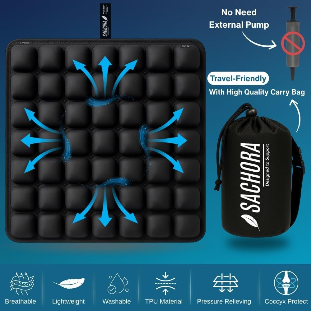 Inflatable Travel Seat Cushion for Airplane & Office – Portable Seat Pad