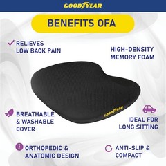 Cooling Gel Memory Foam Car Seat Cushion for Pain Relief | Lightweight & Firm