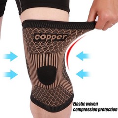 2x Knee Sleeves Copper Silver Compression Brace Support Sport Joint Injury Pain