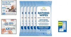 Rinse Free Adult Bath Wipes Aloe Vera 48 Count – Waterless Cleansing for Sens…