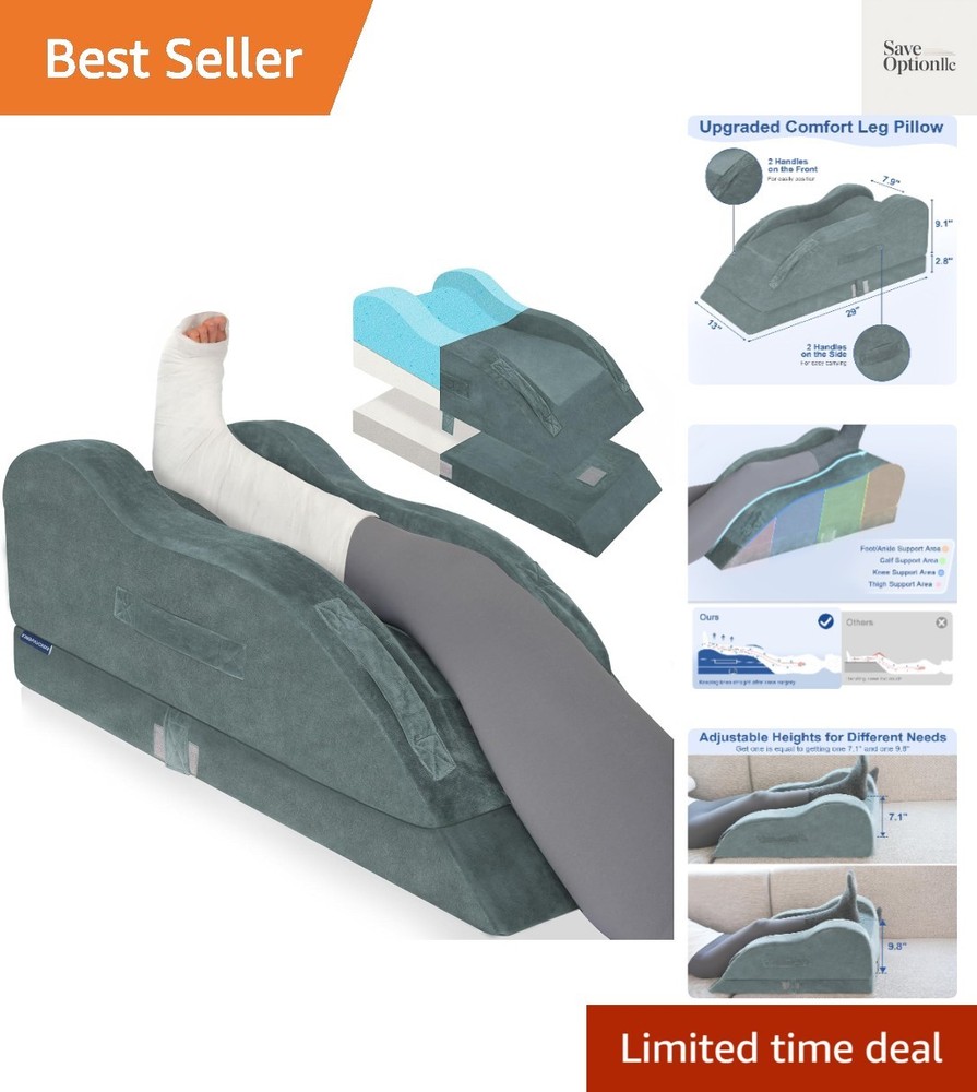 Adjustable Leg Elevation Pillows for After Surgery, Ergonomic Curve Keeps Kne…