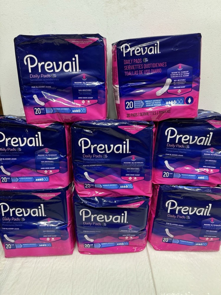 8-New Women’s Prevail Daily Pads for Bladder Leaks -160CT Total Ships Same Day