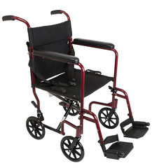 ProBasics Burgundy Aluminum Transport Chair – Footrests – TCA1916BG – New