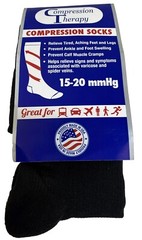 Compression Therapy Black Support Socks 15-20 mmhg Size Medium 5-9 1/2 W, 6-8 M
