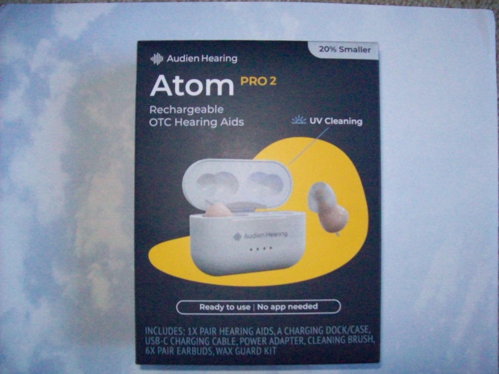 Audien ATOM PRO 2 Wireless Rechargeable OTC Hearing Aids NEW