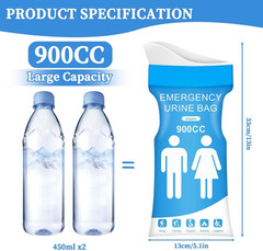 Disposable Urine Bags 900ML for Travel Women Men Leakproof Emergency Urine Bag