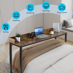 Overbed Table with 360° Wheels Over Bed Table King Queen Laptop Computer Desk
