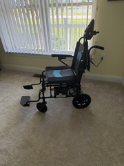 Electric Power Wheelchair w/ Joystick, Footrests, Black/Gray