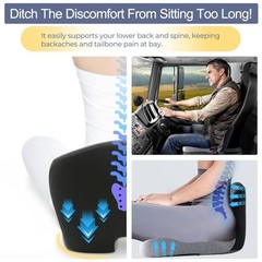 Ergonomic Seat Cushion with Adjustable Strap, Memory Light Gray & Dark Gray
