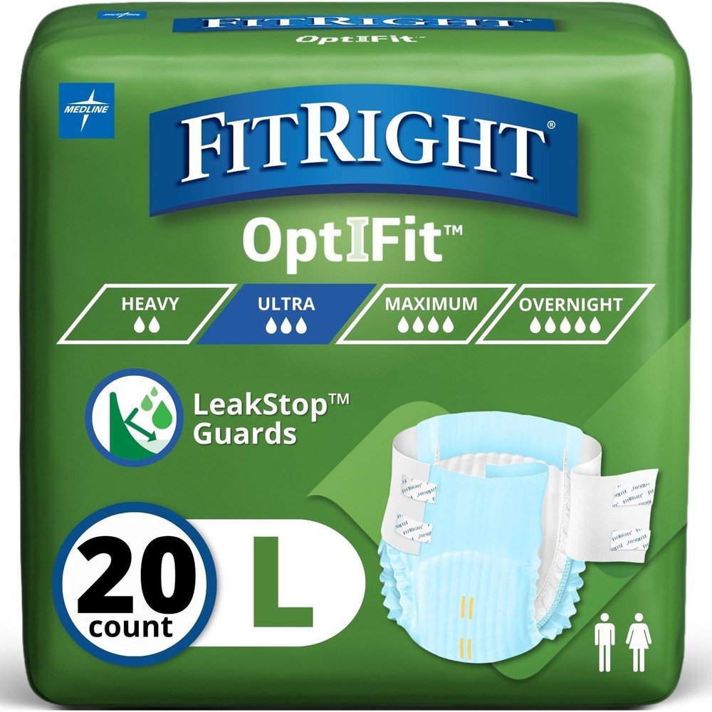 Adult Diapers, Ultra Heavy Absorbency, L (Waist Size 44in-56in), 20 Count, Op…