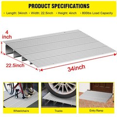 Threshold Ramp 1″/2″/3″/4″/5″ Aluminum Door Ramp Capacity 700 lbs Wheelchair