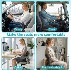 Ergonomic Memory Foam Seat Cushion with Lumbar Support for Office & Car – Pain R