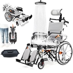3-in-1 Multi-Purpose Wheelchair, Foldable Transport Wheelchair, Support 265 lbs