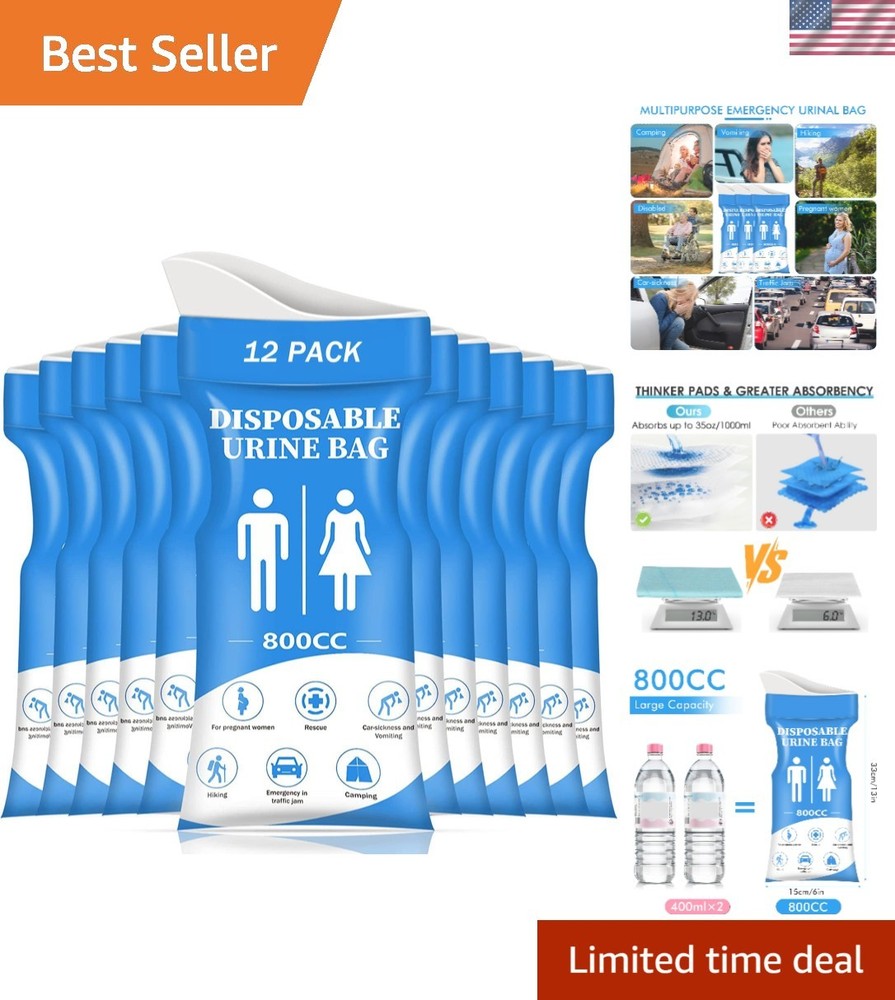 Compact & Portable 12/24Pack Disposable Urine Bags – Leak-proof & Quick Absorb