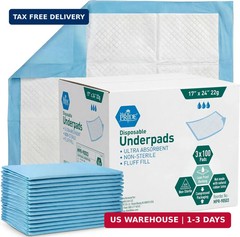 Medpride Disposable Underpads 17“ x 24“ (100-Count) Incontinence Pads, Bed Cov