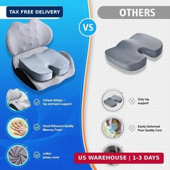 X Large Memory Foam Seat Cushion Lumbar Support Pillow for Sciatica & Tailbone P