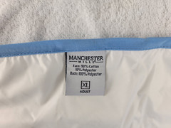 (48 PK) Manchester Mills Adult Bib XL 20×36 Super Absorbent Reusable White/Blue