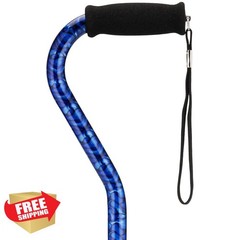 NOVA Designer Walking Cane Offset Handle Lightweight Blue Waves