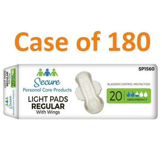 180 Pak Secure Bladder Control Pads 11 Inch, Regular Absorbency Booster Pad