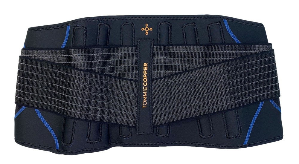TOMMIE COPPER Black/Blue Adjustable Compression Back Brace 1821 NEW