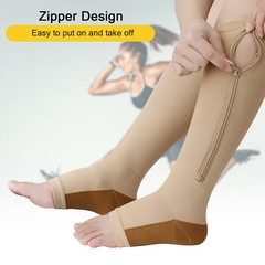 Women Compression Socks 20-30mmHg Zipper Calf Leg Ankle Support Stocking New